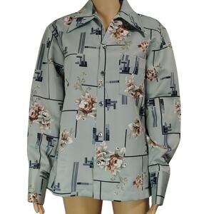 70s Triumph California Dress Shirt Floral Disco Hawaiian Hippie Vintage Size Med